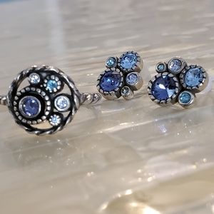 Brighton Halo Collection Set of Ring and Earrings